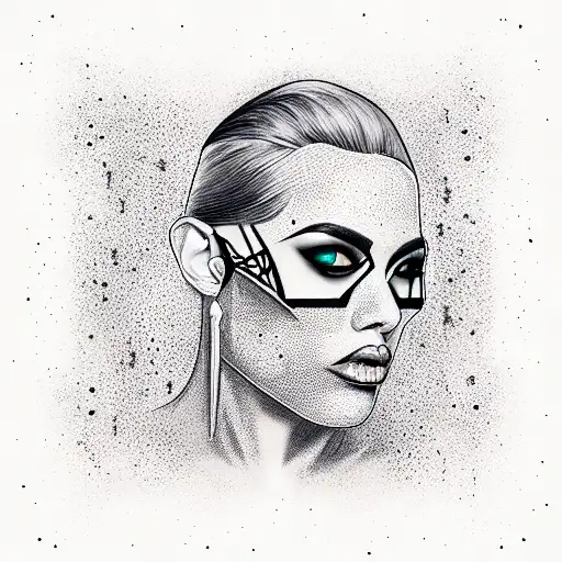 gangster, Sensational, Dark Academia, Freehand digital illustration, portrait, u tattoo design idea