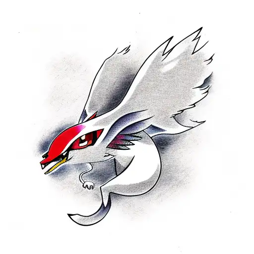 Pokémon Yveltal in a realistic Japanese ink art tattoo design idea