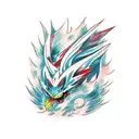 Pokémon Yveltal in a realistic Japanese ink art tattoo design idea