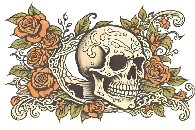 sad skeleton tattoo design idea