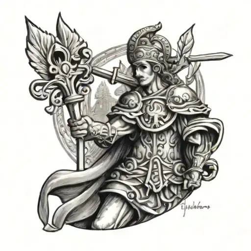 St. Florian Statue als Wassermann  tattoo design idea