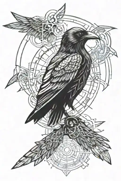odin ravens Huginn and Muninn tattoo design idea