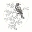 raven odin ravens with tree tattoo design idea