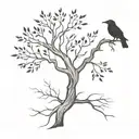 raven odin ravens with tree tattoo design idea