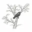 raven odin ravens with tree tattoo design idea
