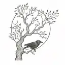 raven odin ravens with tree tattoo design idea