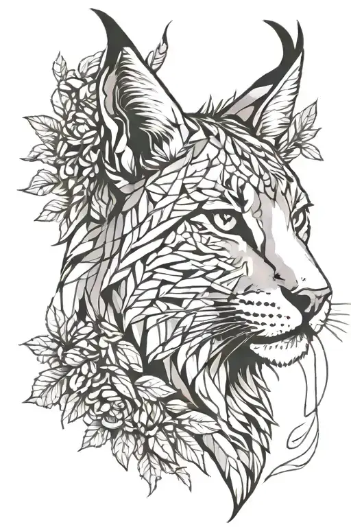 Lynx in laurel wreaths tattoo design idea