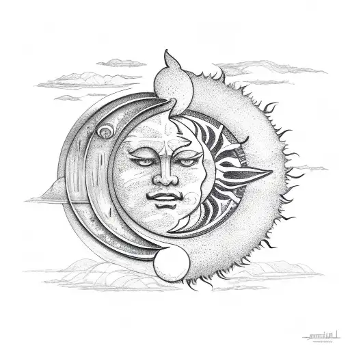 Sun and Moon tattoo design idea