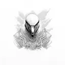 CARTOON SCARY VULTURE ON STOOP tattoo design idea