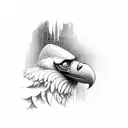 CARTOON SCARY VULTURE ON STOOP tattoo design idea