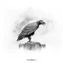 CARTOON SCARY VULTURE ON STOOP tattoo design idea