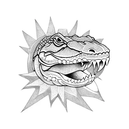 side view of alligator  tattoo design idea