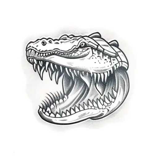 side view of vicious alligator with fangs  tattoo design idea