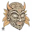 Maketaori Guayaba mask taino God of the underworld bat  tattoo design idea