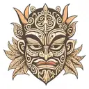 Maketaori Guayaba mask taino God of the underworld bat  tattoo design idea