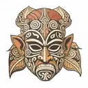 Maketaori Guayaba mask taino God of the underworld bat  tattoo design idea
