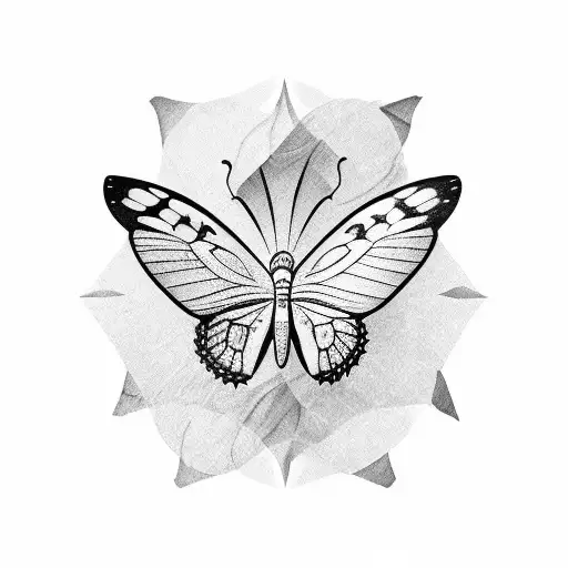 A graceful butterfly dancing with a buffalo tattoo design idea