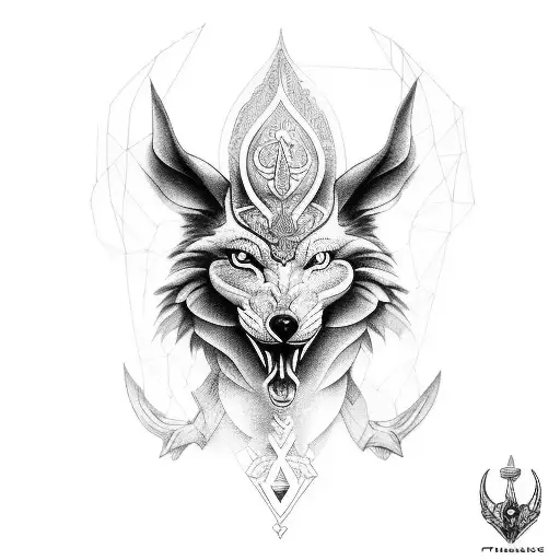 uma Deusa tríplice comporta pelas faces das deusas freya, Kali e Iansa tattoo design idea