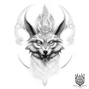 uma Deusa tríplice comporta pelas faces das deusas freya, Kali e Iansa tattoo design idea