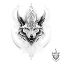uma Deusa tríplice comporta pelas faces das deusas freya, Kali e Iansa tattoo design idea
