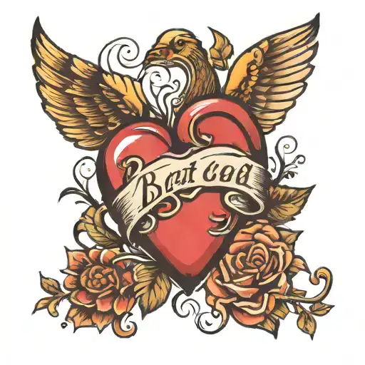 small heart with b b tattoo design idea