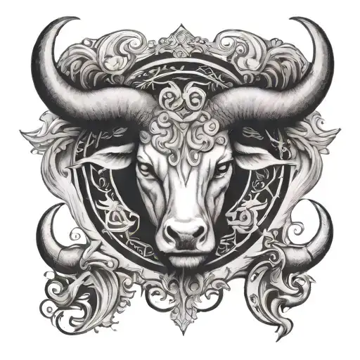 taurus in center aries libra pisces around tattoo design idea