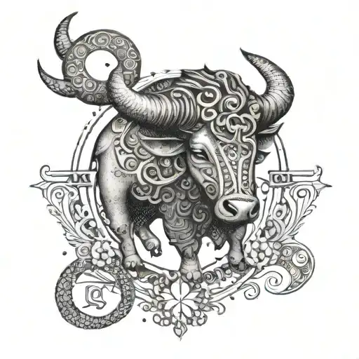 taurus in center aries libra pisces around tattoo design idea