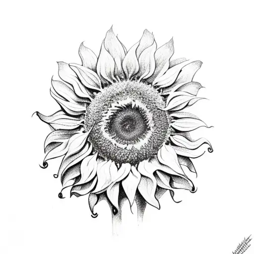 sunflower with semicolon stem tattoo design idea