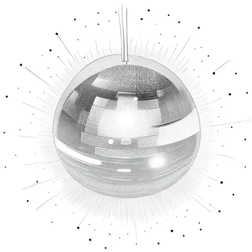 disco ball with rings of saturn tattoo design idea