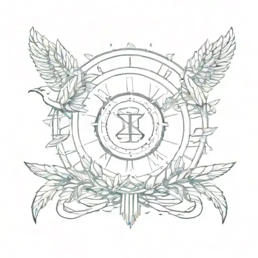 A project manager symbol like a Gantt chart or timeline intertwined with Roman symbols like laurel wreaths or eagle tattoo design idea