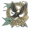 A project manager symbol like a Gantt chart or timeline intertwined with Roman symbols like laurel wreaths or eagle tattoo design idea