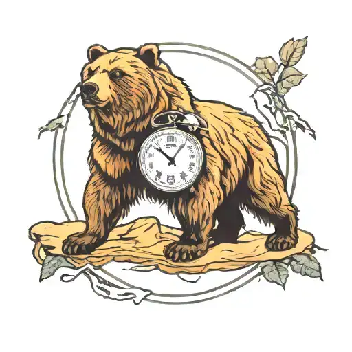 grizzly bear, Rocky Mountains, time piece  tattoo design idea