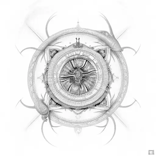 An intricate design featuring the Lord's Prayer written in a spiral, surrounded by angelic figures tattoo design idea