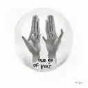 A minimalist sketch of praying hands with the words 'Our Father' written below in elegant script tattoo design idea