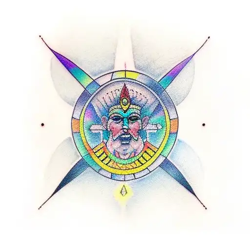 A traditional-style tattoo showcasing ANU's role as the supreme god of anunaki tattoo design idea