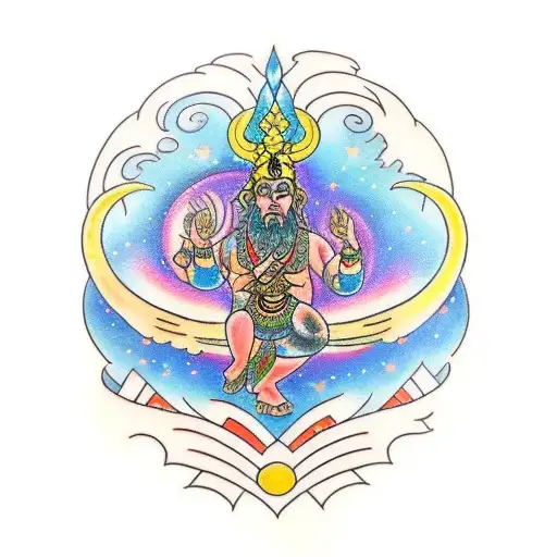 A traditional-style tattoo showcasing ANU's role as the supreme god of anunaki tattoo design idea