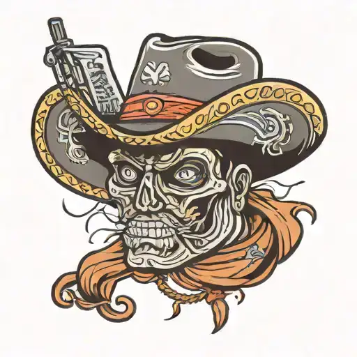 Un sombrero de vaquero con la frase El Poder se respeta  tattoo design idea