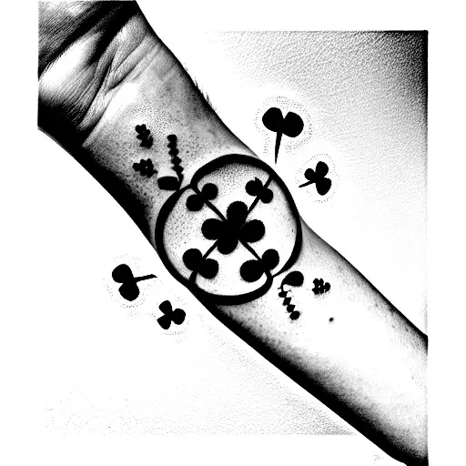 "Forever & Ever Amen" with a four lead clover tattoo design idea