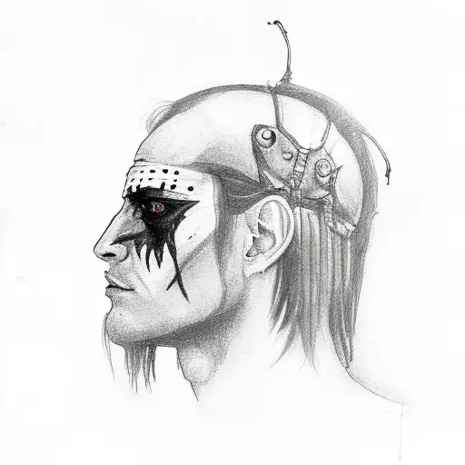 side of face of main character from the movie 'the crow' merging into an actual crow tattoo design idea