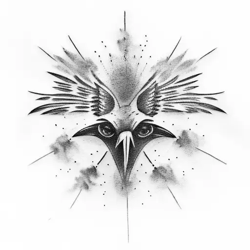 a tattoo like image of the main character from the movie 'the crow' merging into an actual crow tattoo design idea