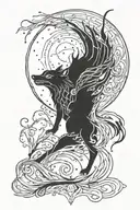Nyx, the Primordial Goddess of the Night Sky Dark Wolf tattoo design idea