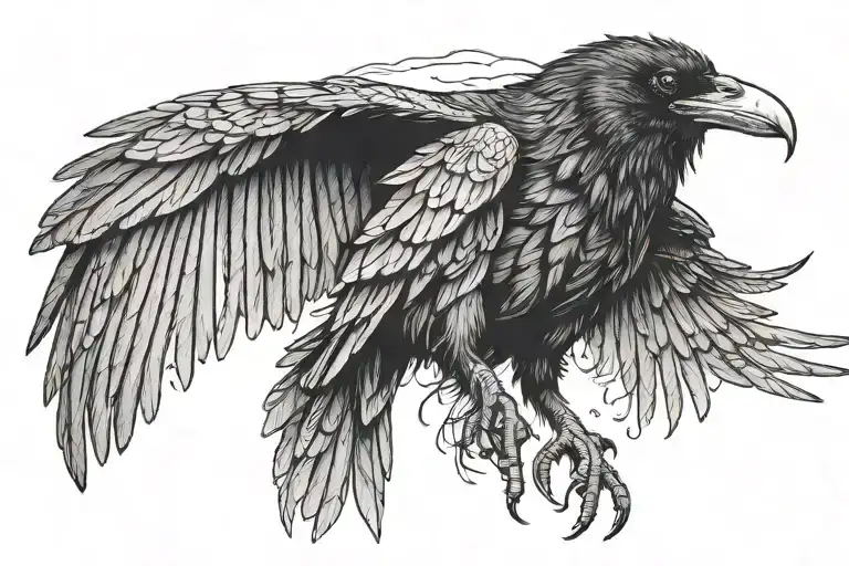 Upside down raven, spreading wings   tattoo design idea