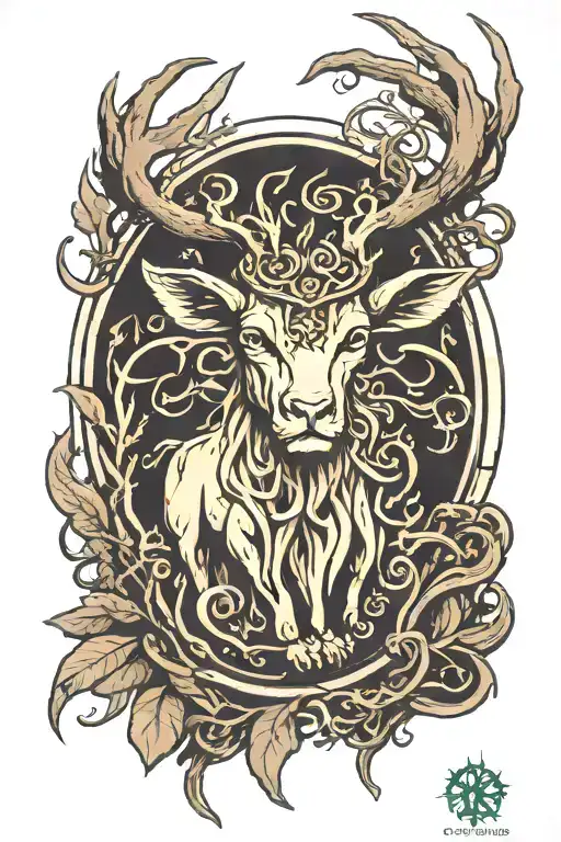 cernunnos pagan petroglyph leshy tattoo design idea