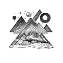 nature tattoo with mountains and landscape in Picasso's Starry nights style tattoo design idea