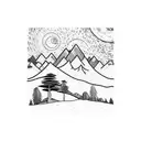 nature tattoo with mountains and landscape in Picasso's Starry nights style tattoo design idea