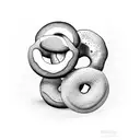 A doughnut with a realistic texture and shading tattoo design idea