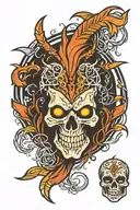 bray Wyatt firefly logo, cave, Mohawk skull tattoo design idea