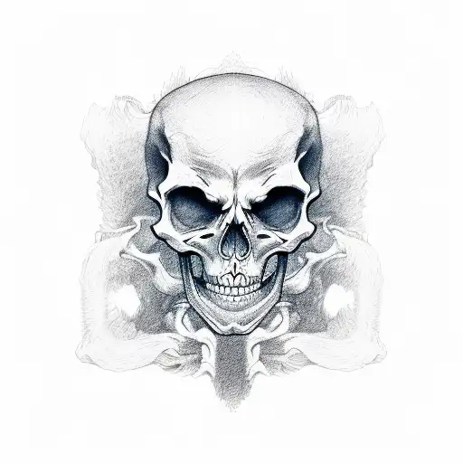 skeleton lich, negative space, tattoo design idea