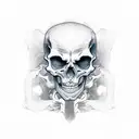 skeleton lich, negative space, tattoo design idea