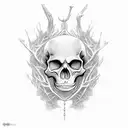 skeleton lich, negative space, tattoo design idea